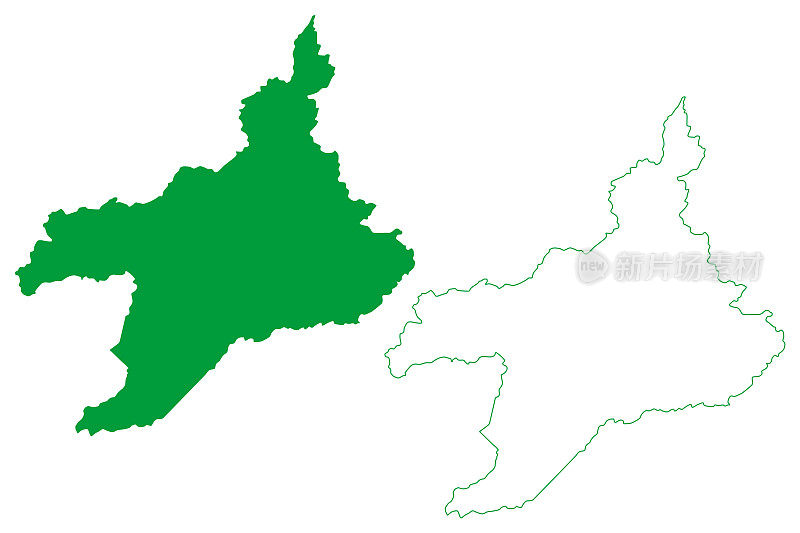 陶阿市(Ceará state, municipality of Brazil, federal Republic of Brazil)地图矢量插图，涂鸦草图Tauá地图
